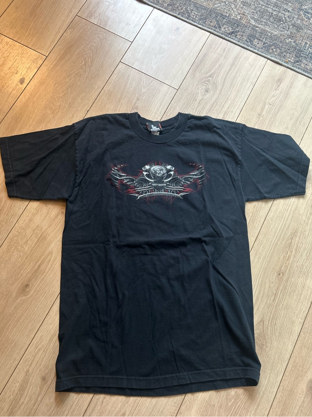 Harley-Davidson Black Graphic Skull Crew Tee with Red Accents